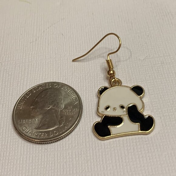 Panda Earring, Panda Bear Jewelry, Gift, Panda Jewelry, Silly Animal Earring - Picture 6 of 9